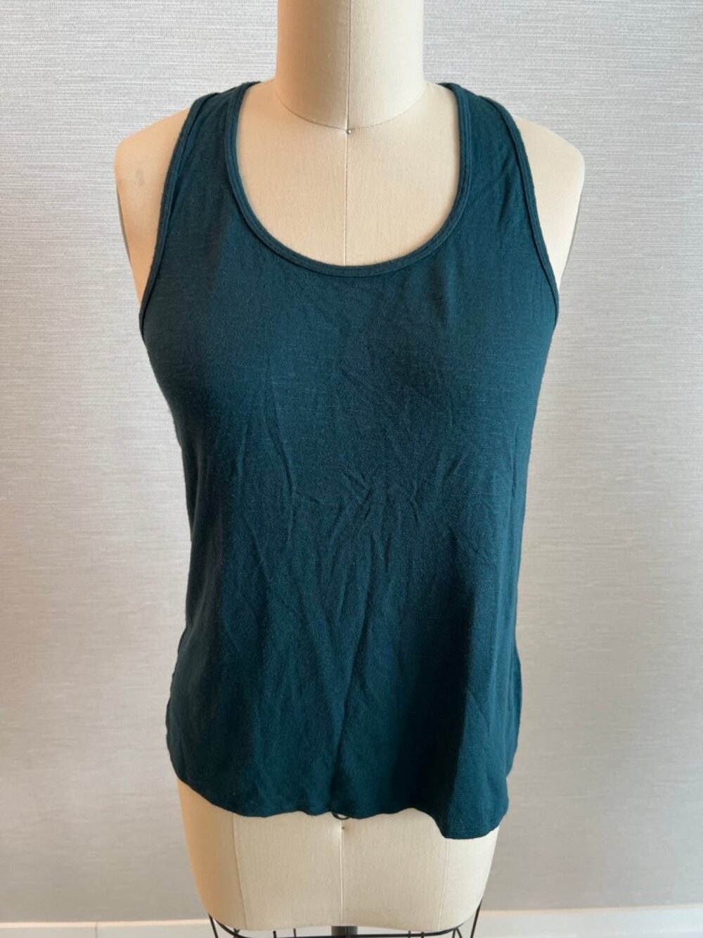 Teal Strappy Back Active Tank Top Scoop Neck Viscose Blend S
